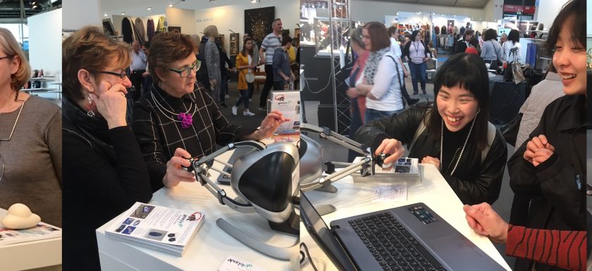 Birgit and Ann Marie giving hands-on demos of haptic 3D modelling to just some of our many visitors at Munich International Handwerk&Design Fair.